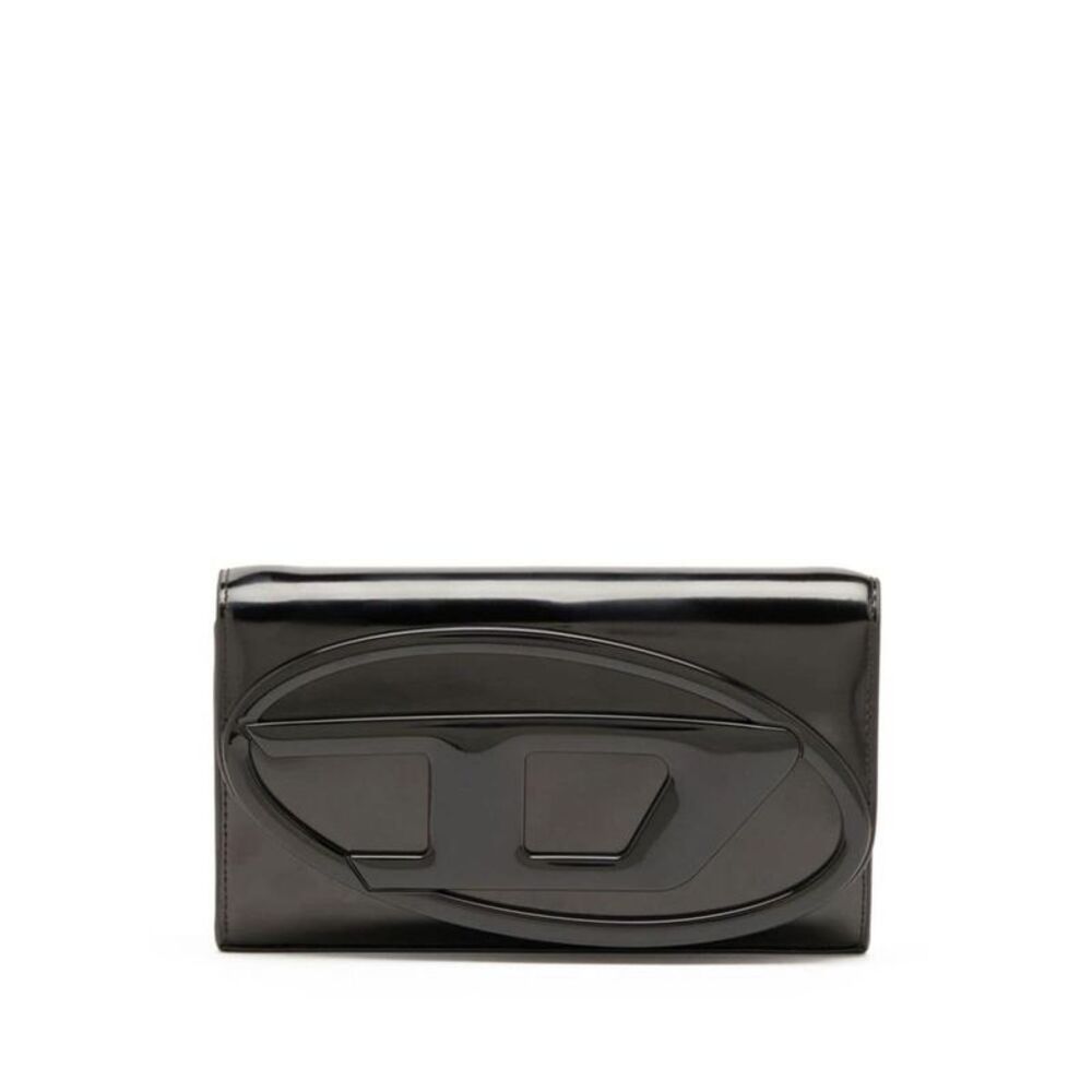 DIESEL Women's Logo Plaque Shoulder Bag Women BLACK Handbags